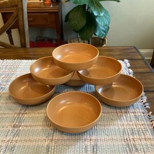 Vintage Ellingers Agatized Wood Salad Bowls Set of 7
